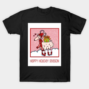 Christmas goat in the snow on a facemask T-Shirt